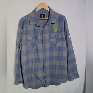 NFL x Darius Rucker Sz XL Blue / Gray Plaid Shirt Seahawks Emerald City